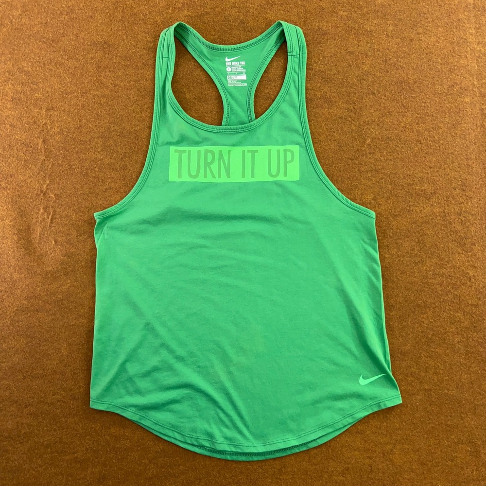 Nike Womens Size Small Green Turn It Up Dri-Fit Racerback Graphic Tank Top